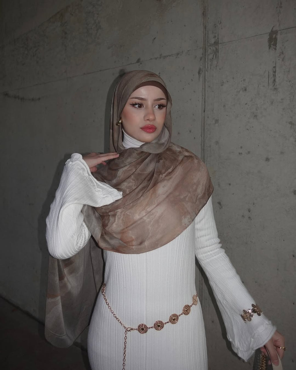 Neutral Quartz Printed Hijab