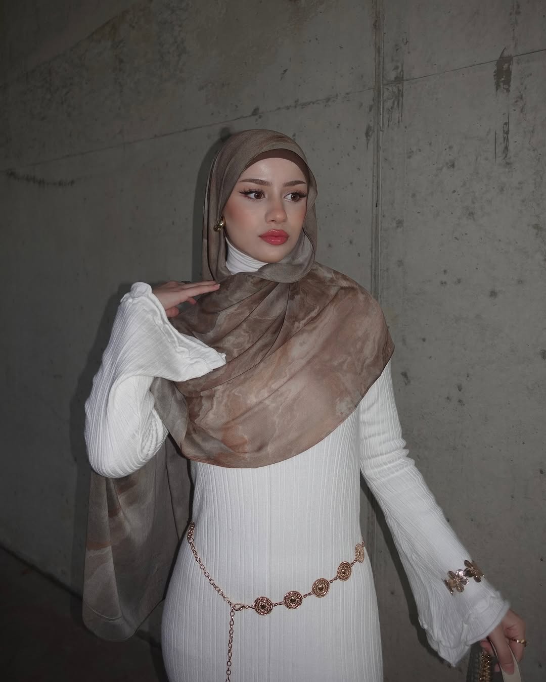 Neutral Quartz Printed Hijab